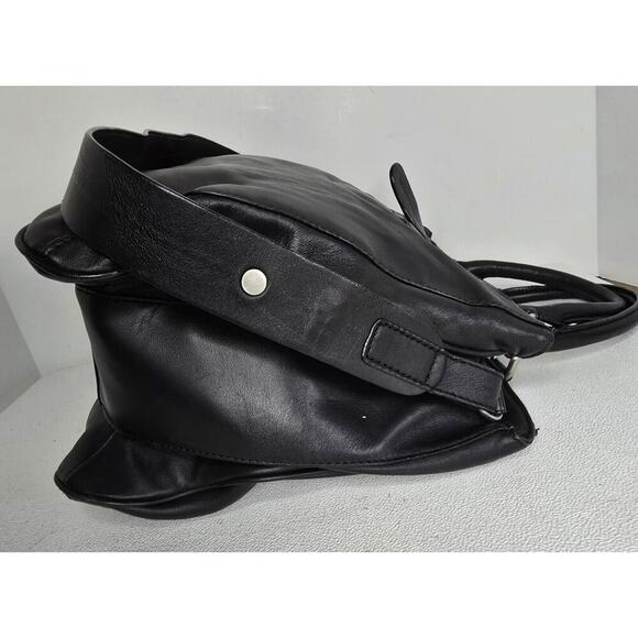 Antonio Melani Classic Black Leather Tote/Shoulder Bag Multi-Pocket - Picture 5 of 13